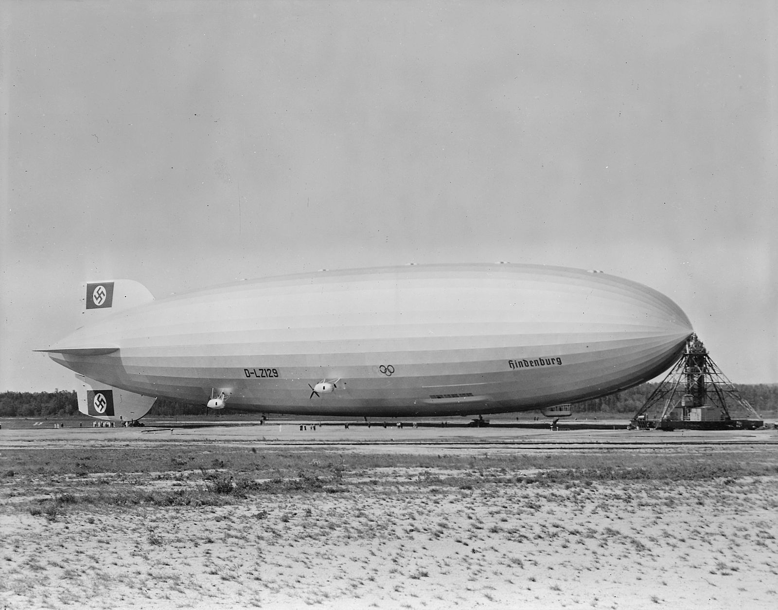 The LZ-129 Hindenburg, the famous Zeppelin, at Lakehurst Naval Air Station January 25, 1937.