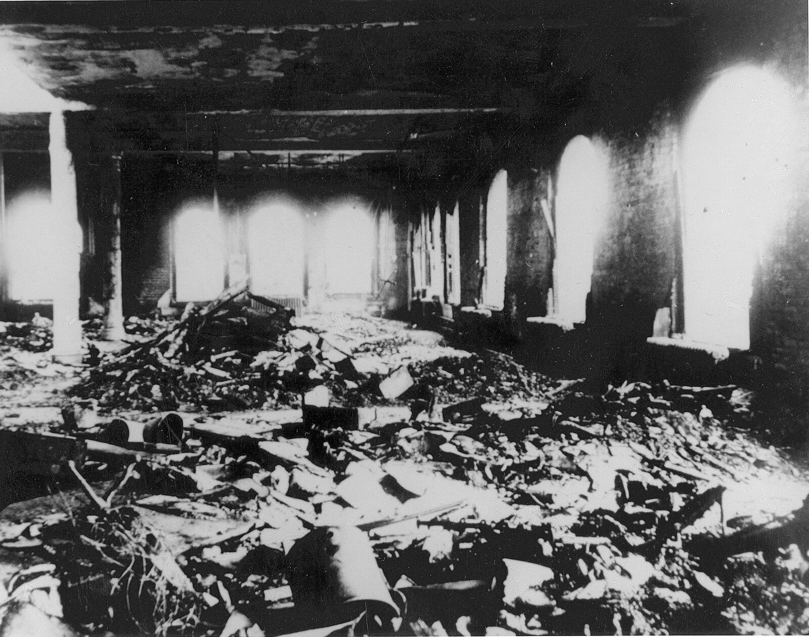 Title:  Interior view of the tenth-floor work area in the Asch Building after the Triangle fire
 
             Date:  1911
           
     